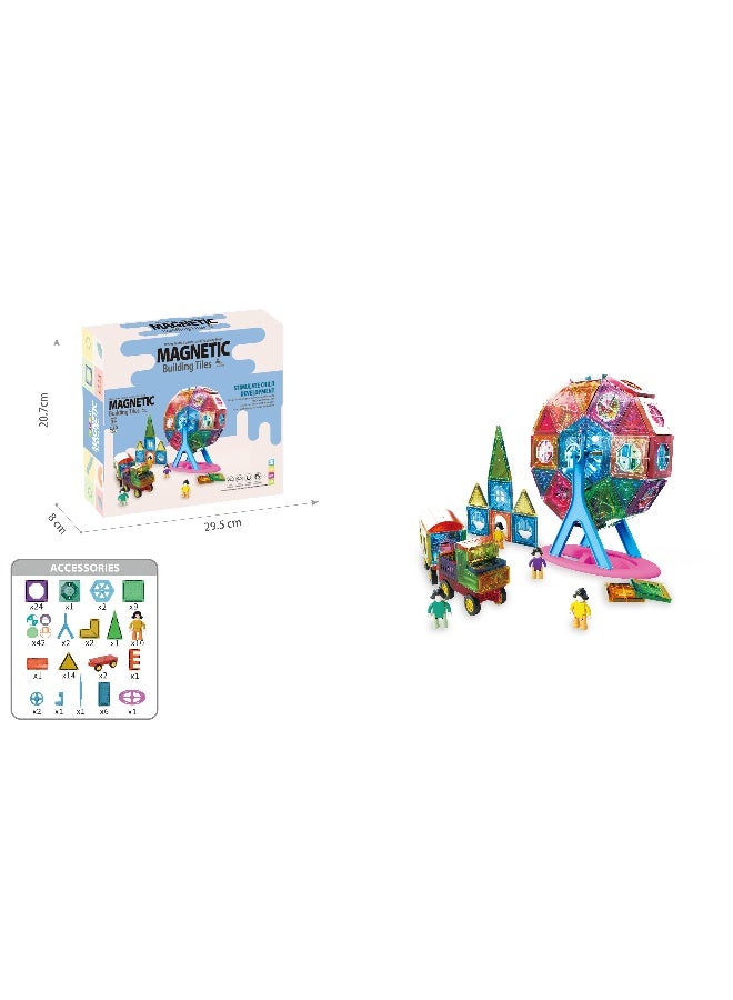 Magni Mates 120PCS Magnetic Building Tiles Set with Ferris Wheel, Vehicles and Figures STEM Construction Toy for Creative Learning and Imaginative Play - Image 5